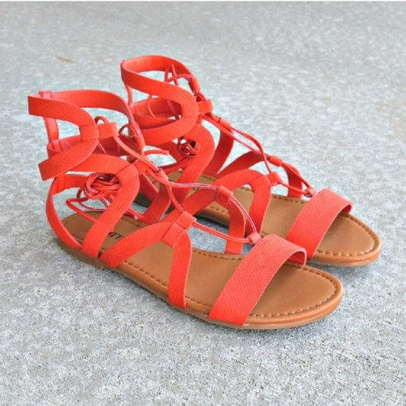 JustFab Shoes - Strappy Gladiator Lace Up Flat Sandalas WIDE Width